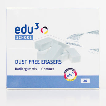 edu3 Dust Free, Hi-Polymer Erasers - Large, 20 pcs/pack