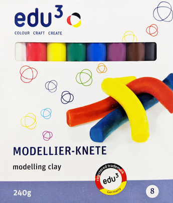 edu3 Modelling Clay 8 Cols x 240grams, Card Box