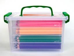 edu3 Triangular Water Soluble Colored Pencil, 12 Cols./ 240 Pcs. in Plastic Container
