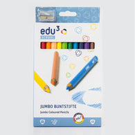 edu3 Jumbo Triangular Coloured Pencils 12 Cols Card Box (with Sharpener)