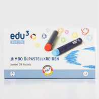 edu3 Jumbo Round Oil Pastels Round 12 Cols, Card Box