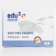 edu3 Dust Free, Hi-Polymer Erasers - Medium, 30 pcs/pack