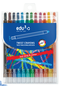 edu3 Twist Crayons, 12 Cols PP Vinyl Case