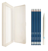 edu3 Pencil Case + 6 x Drawing Pencils (Any grades) + 1 FREE Paper Stump