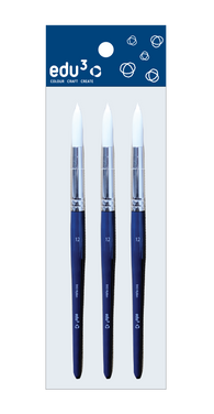 3 Pcs. edu3 Art Brushes (S,M, L, Round or Flat) in Polybag